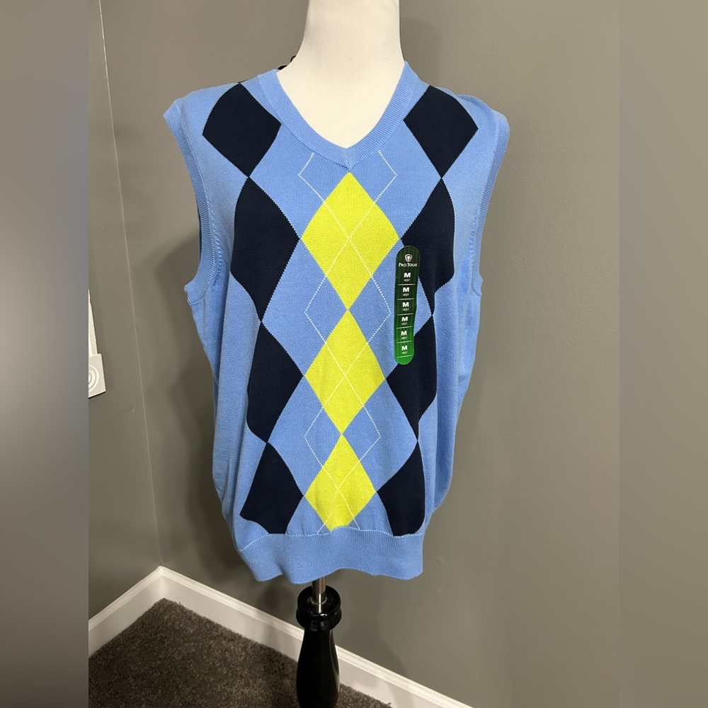 Pro tour, men’s medium golf vest pull‎ over V-neck 100% cotton new with tags